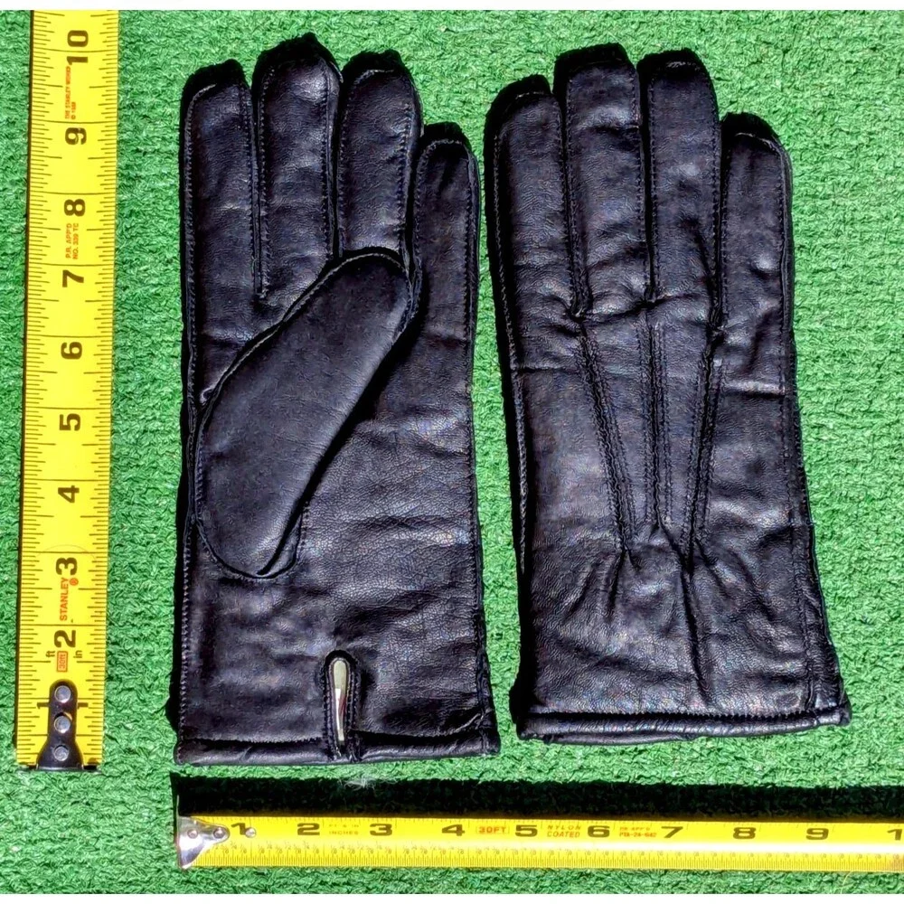 Vintage Soft Warm Fleece Lined Leather Women's Black Size 7.5 Glove Pair NOS